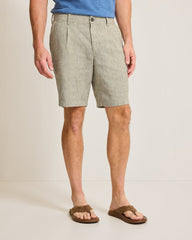 Isla Sands Stripe Stretch-Linen 9-Inch Shorts - Beach