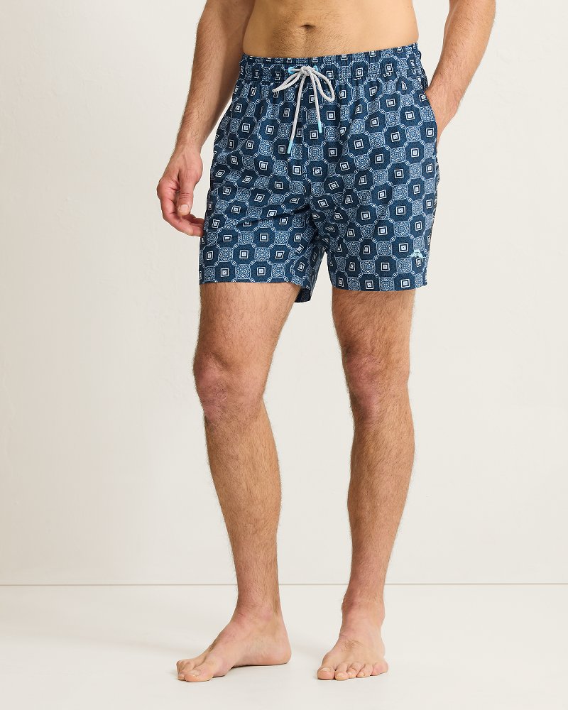 Naples Barcelos Tiles 6-Inch Swim Trunks - Dress Blues