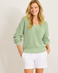 Salt &amp; Sea Wash Wave V-Neck Sweater - Extra Light Margarita