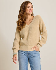 Salt &amp; Sea Wash Wave V-Neck Sweater - Crouton