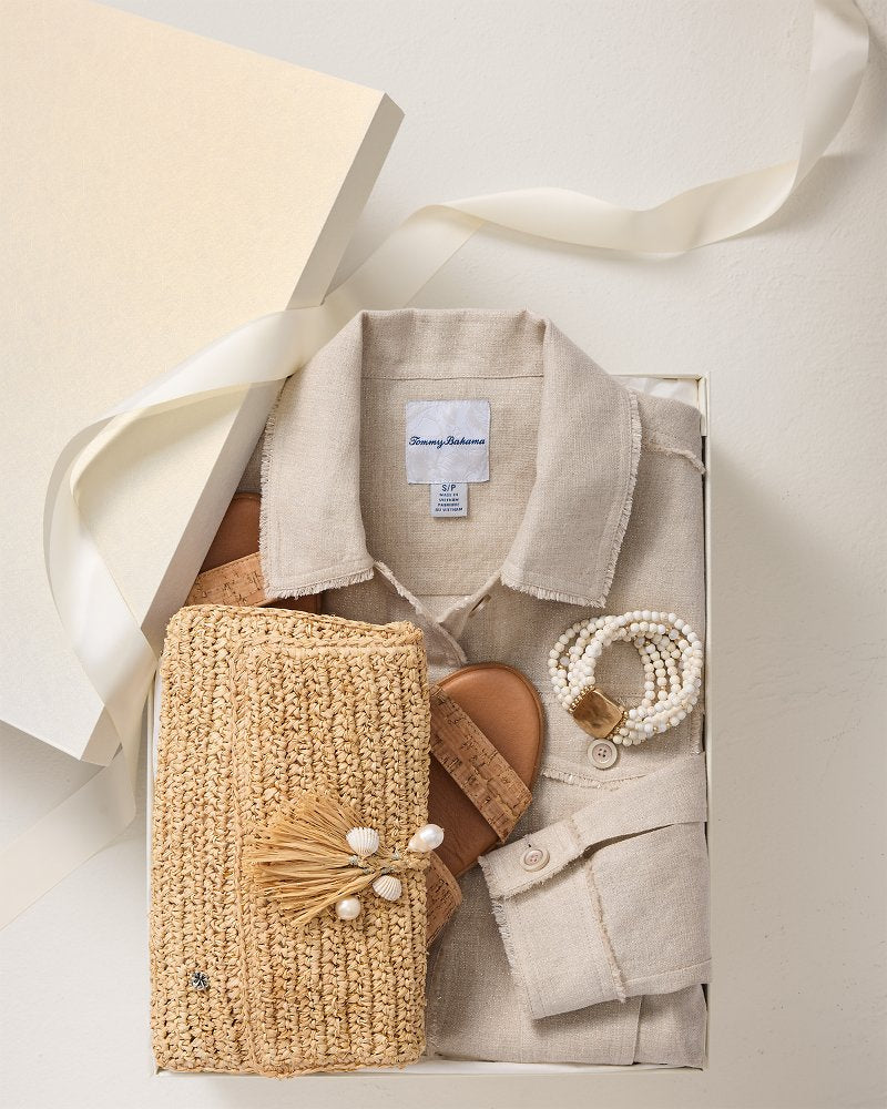 Two Palms Shimmer Raw-Edge Linen Jacket - Natural Linen