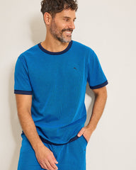 Big &amp; Tall Textured Knit Reversible Crew Short-Sleeve Shirt - Blue