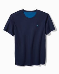Big &amp; Tall Textured Knit Reversible Crew Short-Sleeve Shirt - Blue