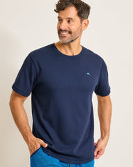 Big &amp; Tall Textured Knit Reversible Crew Short-Sleeve Shirt - Blue