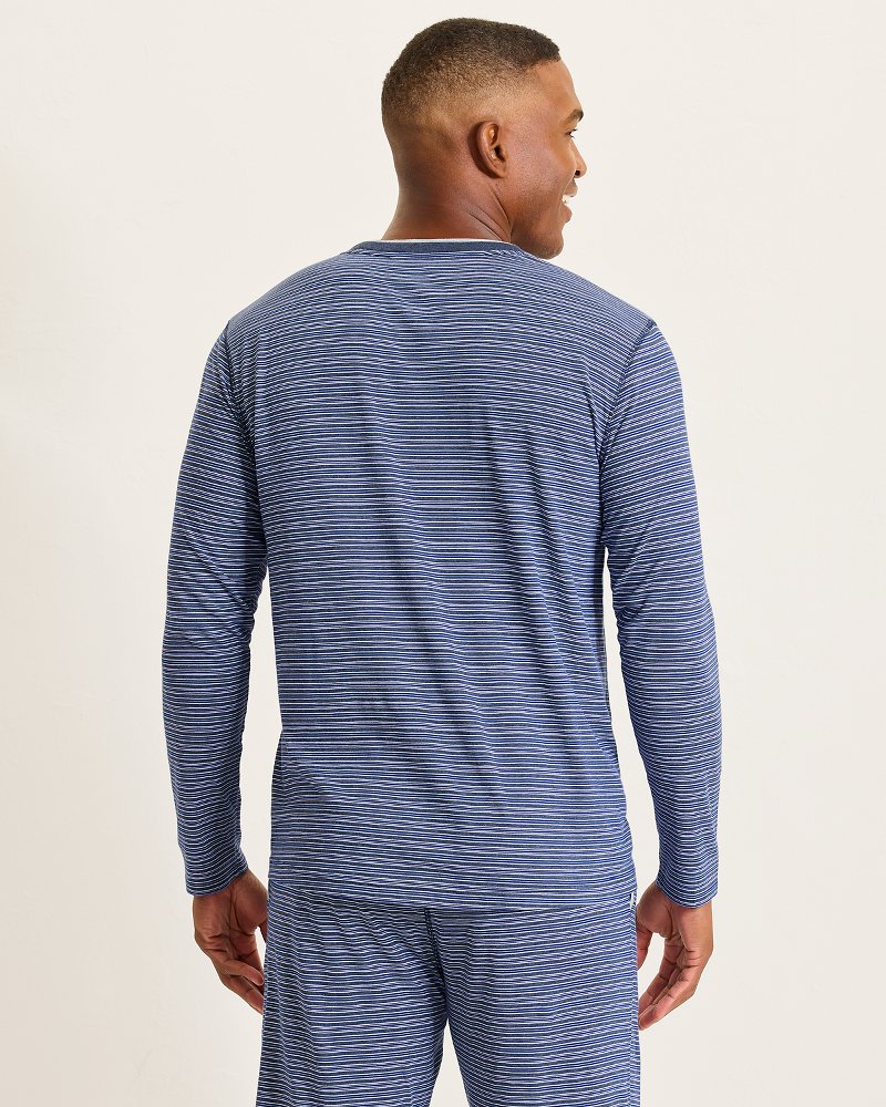 Jersey Long-Sleeve Crewneck T-Shirt - Stripe Blue