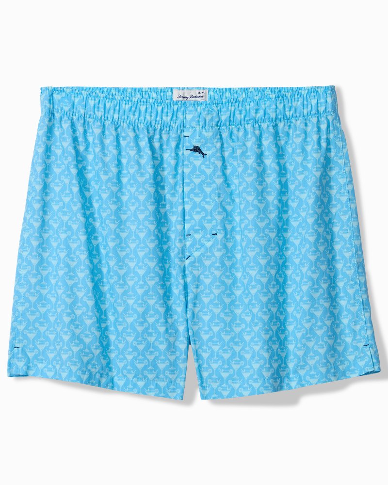 Big &amp; Tall Woven Poplin Print Boxers - Blue Atoll