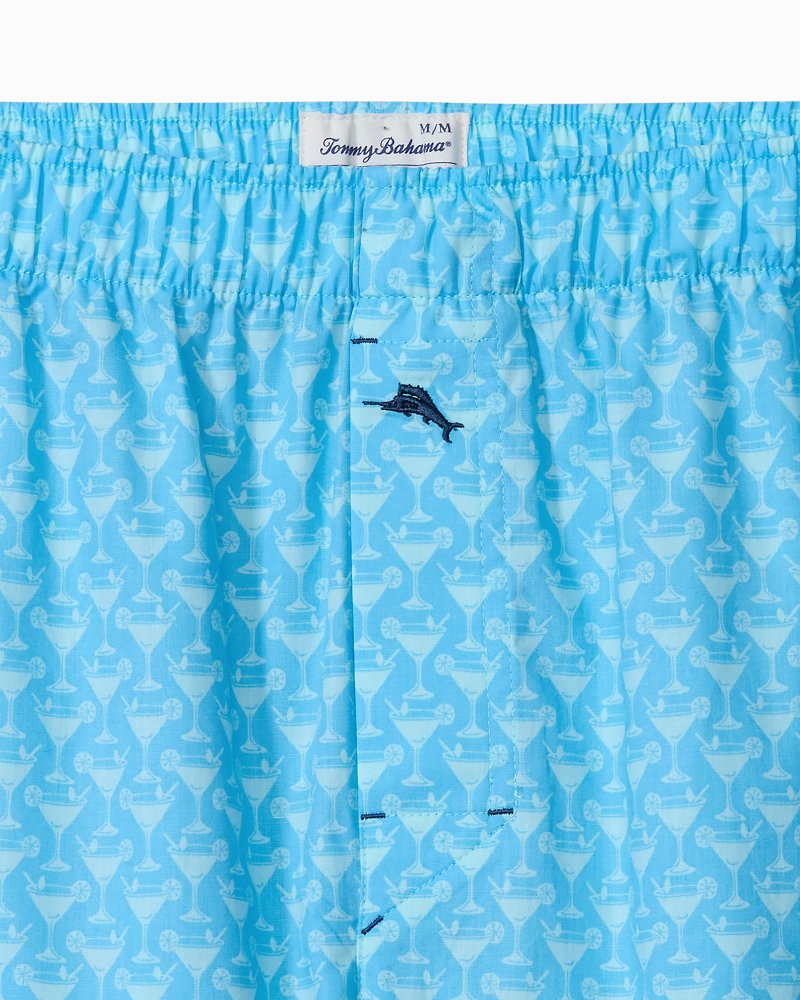Woven Poplin Tropic Print Boxers - Blue Atoll