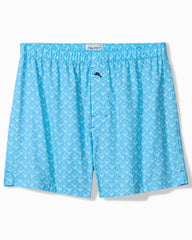 Woven Poplin Tropic Print Boxers - Blue Atoll