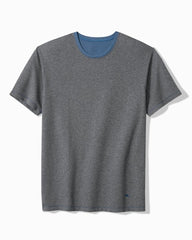 Big &amp; Tall Reversible Interlock Short-Sleeve Top - Dark Grey Heather