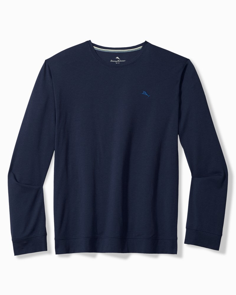 Big &amp; Tall Solid Marlin Jersey Long-Sleeve T-Shirt - Deep Navy