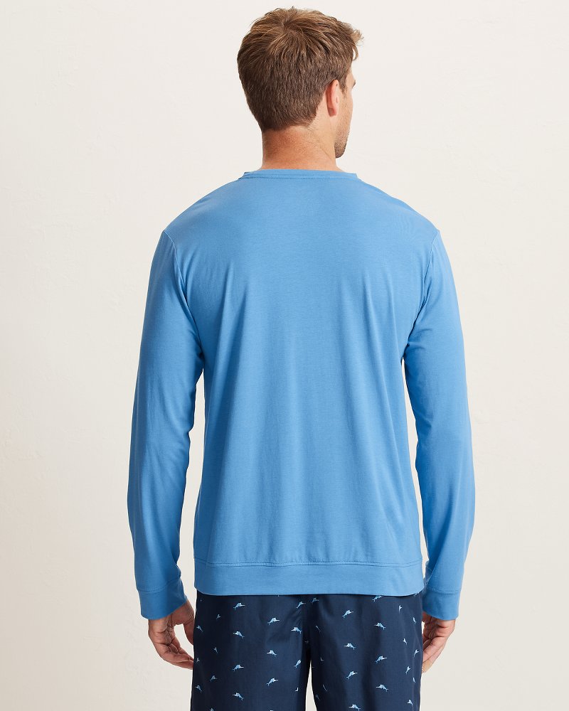 Big &amp; Tall Solid Marlin Jersey Long-Sleeve T-Shirt - Med Blue