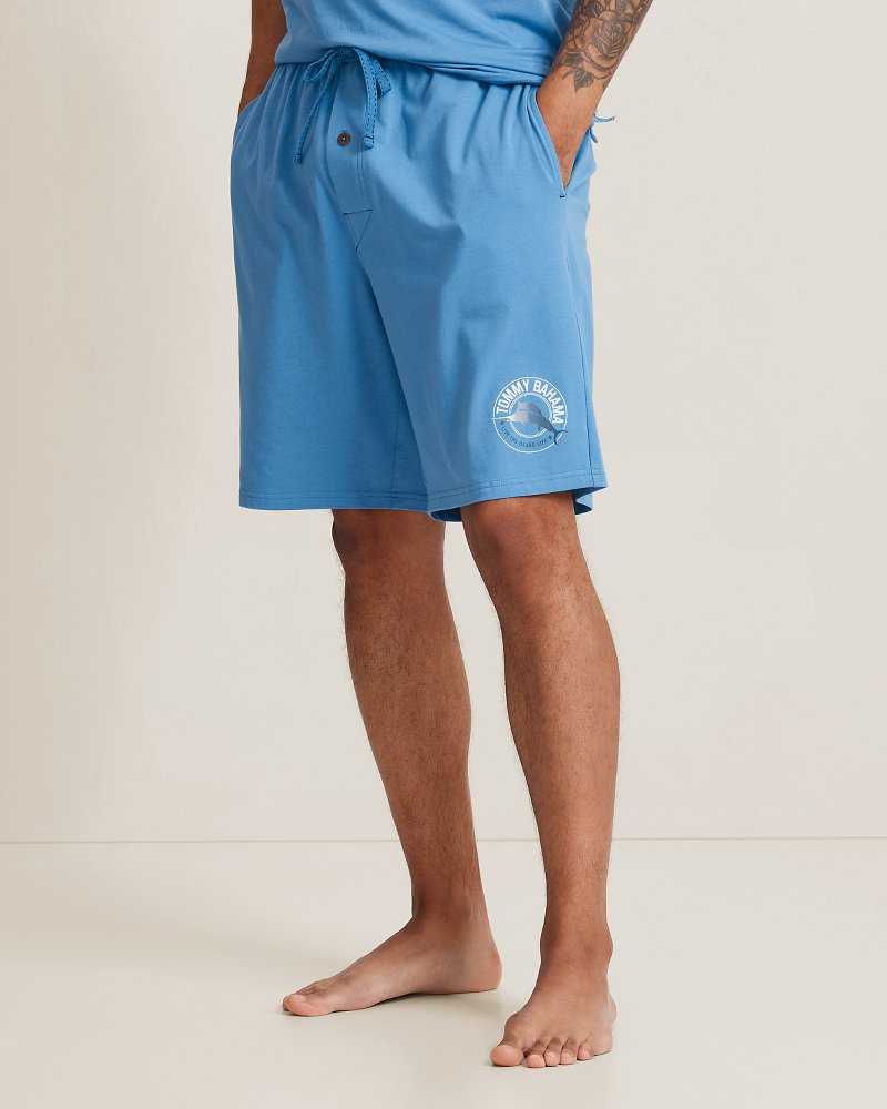 Big &amp; Tall Solid Marlin Jersey Pajama Shorts - Med Blue
