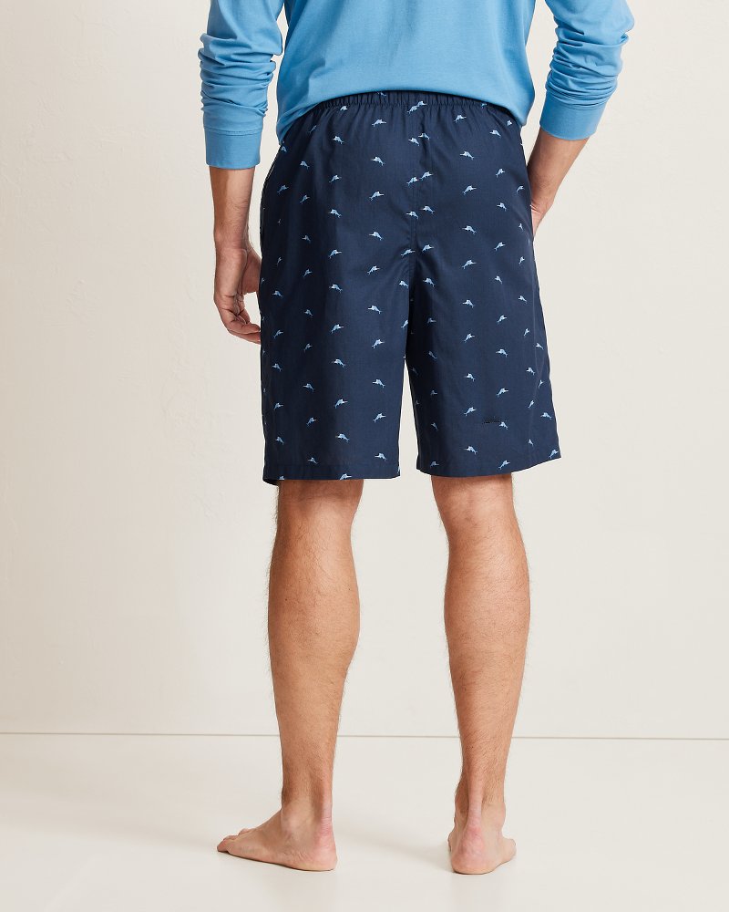 Big &amp; Tall Woven Poplin Paradise Print Pajama Shorts - True Navy