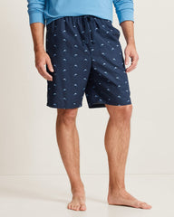 Woven Poplin Paradise Print Pajama Shorts - True Navy