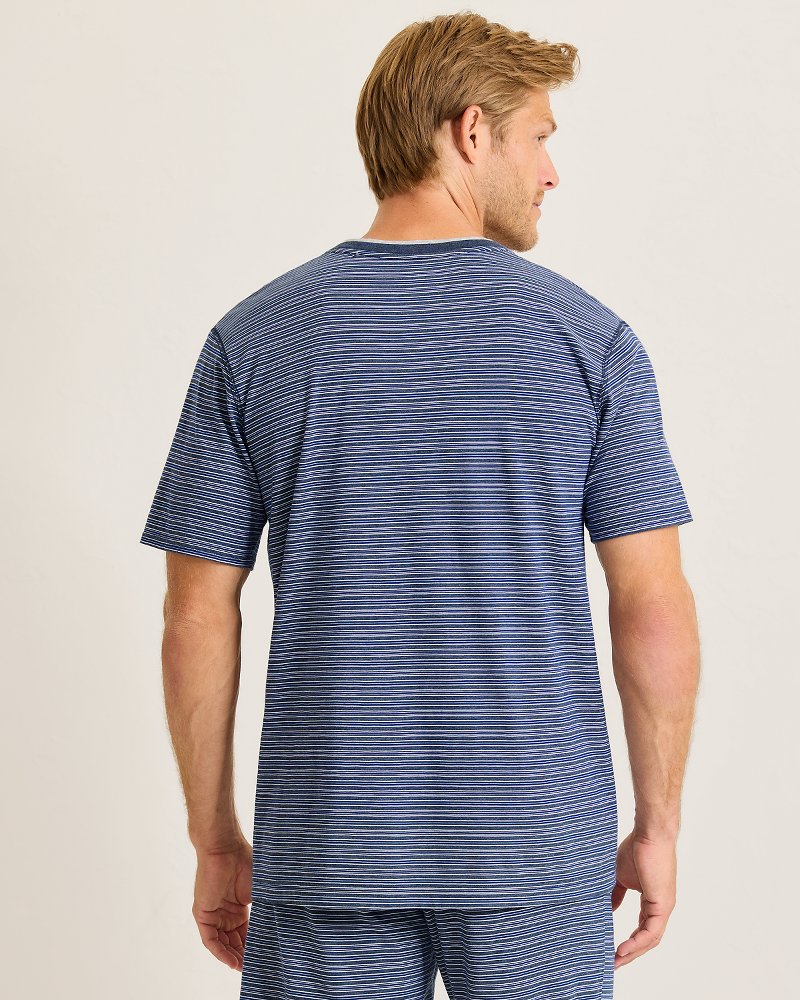 Big &amp; Tall Jersey Short-Sleeve V-Neck T-Shirt - Stripe Blue