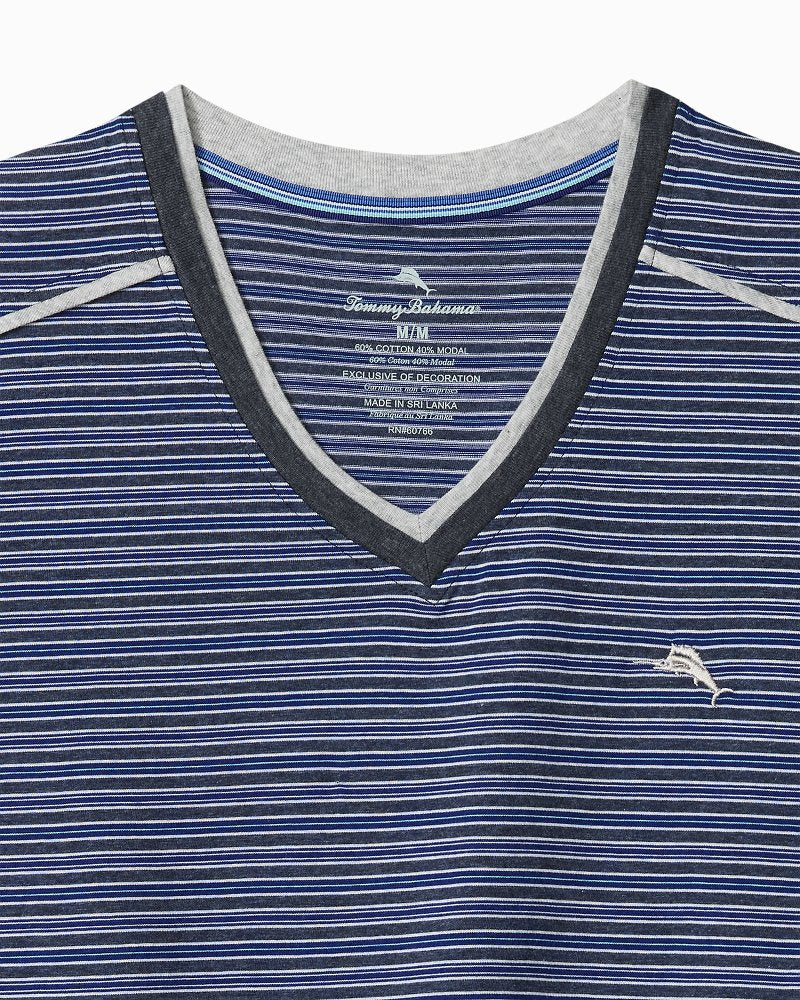 Big &amp; Tall Jersey Short-Sleeve V-Neck T-Shirt - Stripe Blue