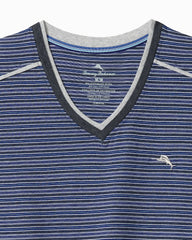 Big &amp; Tall Jersey Short-Sleeve V-Neck T-Shirt - Stripe Blue