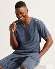 Big &amp; Tall Jersey Short-Sleeve V-Neck T-Shirt - Heathered Blue
