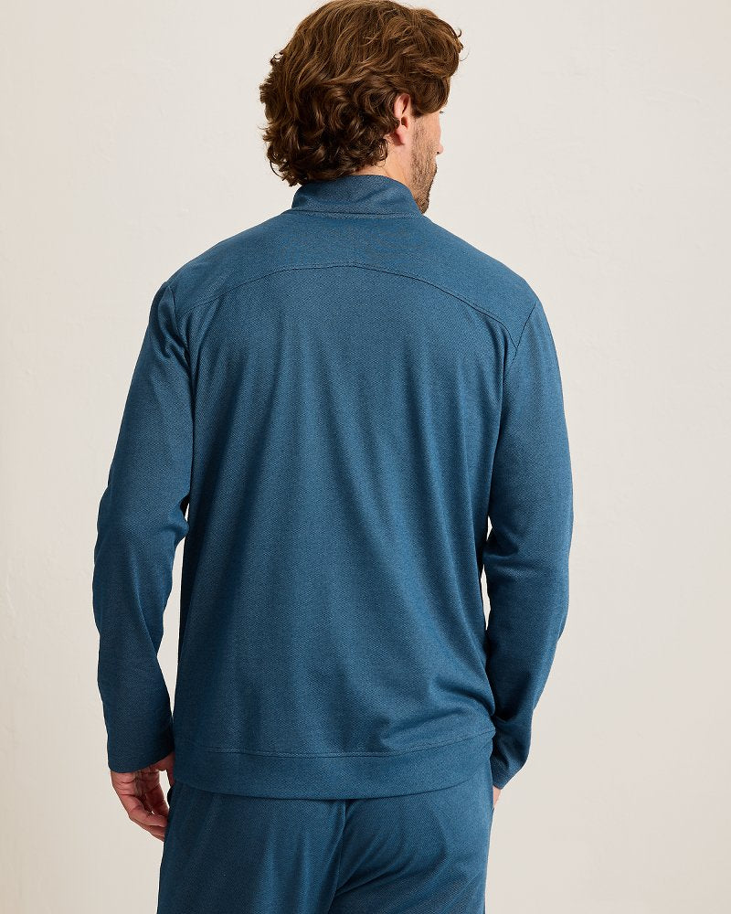 Big &amp; Tall Piqué Long-Sleeve Quarter-Zip Sweatshirt - Navy
