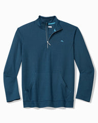 Big &amp; Tall Piqué Long-Sleeve Quarter-Zip Sweatshirt - Navy