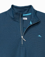 Piqué Long-Sleeve Quarter-Zip Sweatshirt - Navy