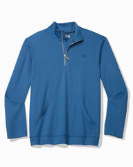 Piqué Long-Sleeve Quarter-Zip Sweatshirt - Heathered Blue