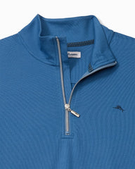 Piqué Long-Sleeve Quarter-Zip Sweatshirt - Heathered Blue