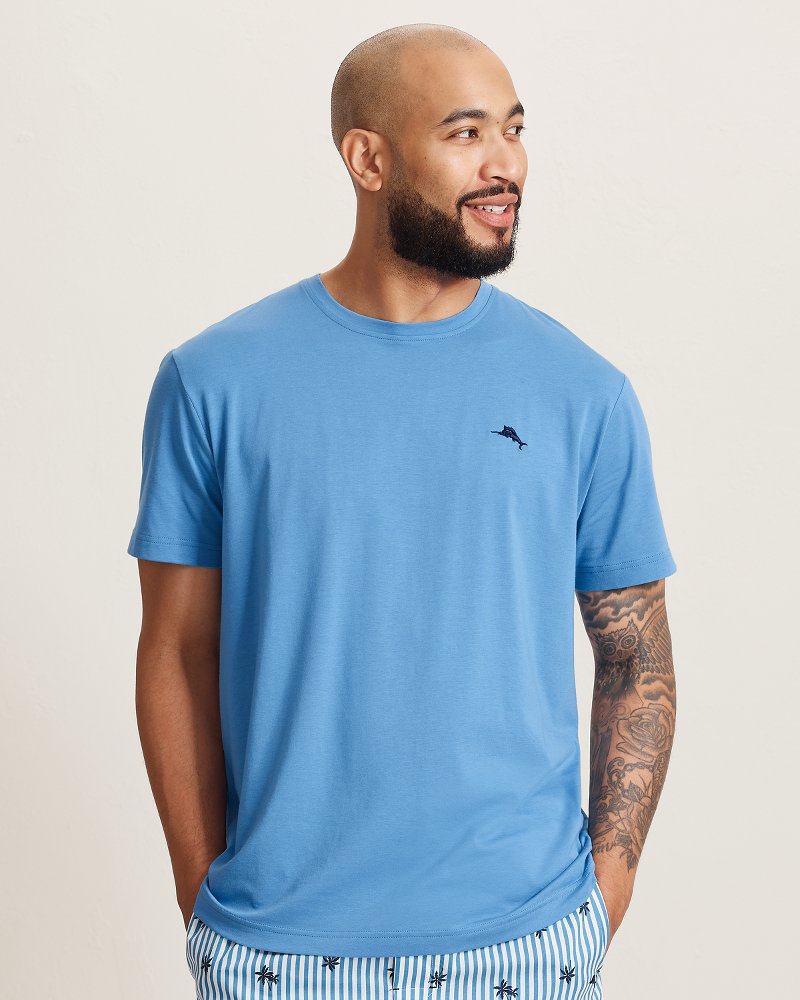 Big &amp; Tall Solid Marlin Jersey Short-Sleeve T-Shirt - Med Blue