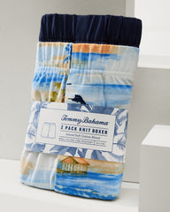 Big &amp; Tall Print and Solid Knit Boxers — 2-Pack - Beach Blue