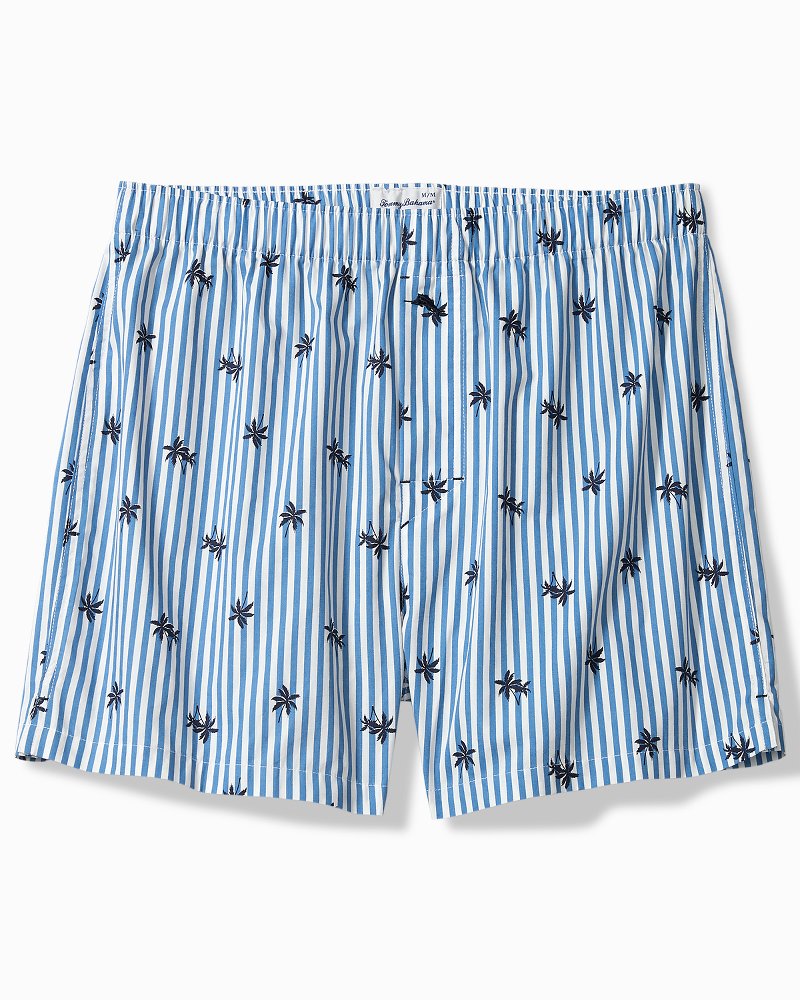 Big &amp; Tall Woven Poplin Paradise Print Boxers - Blue Cabana