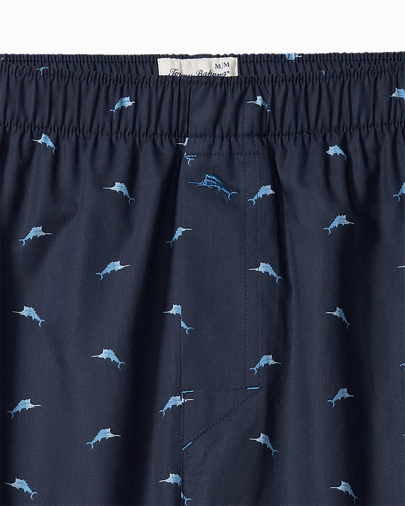 Woven Poplin Paradise Print Boxers - True Navy