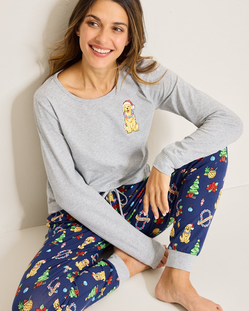 Women's Holiday Dog Long Sleeve &amp; Pants Family Pajama Set - Island Navy
