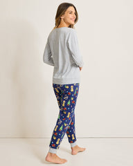 Women's Holiday Dog Long Sleeve &amp; Pants Family Pajama Set - Island Navy