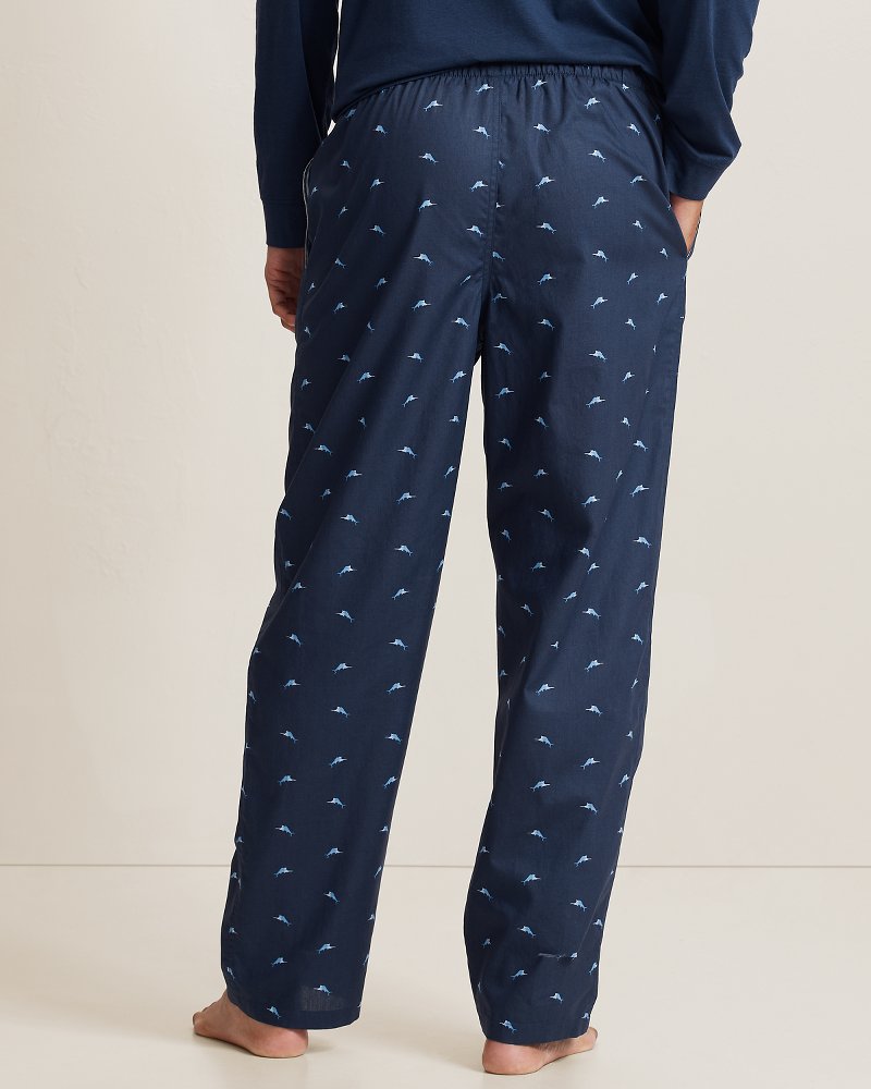 Big &amp; Tall Woven Poplin Paradise Print Pants - True Navy