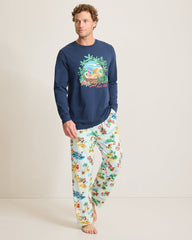 Men's Holiday Santa Long Sleeve &amp; Pants Pajama Set - Aqua Ice