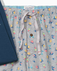 Jersey T-Shirt &amp; Poplin Tropic Print Shorts Pajama Set - Silver Heather