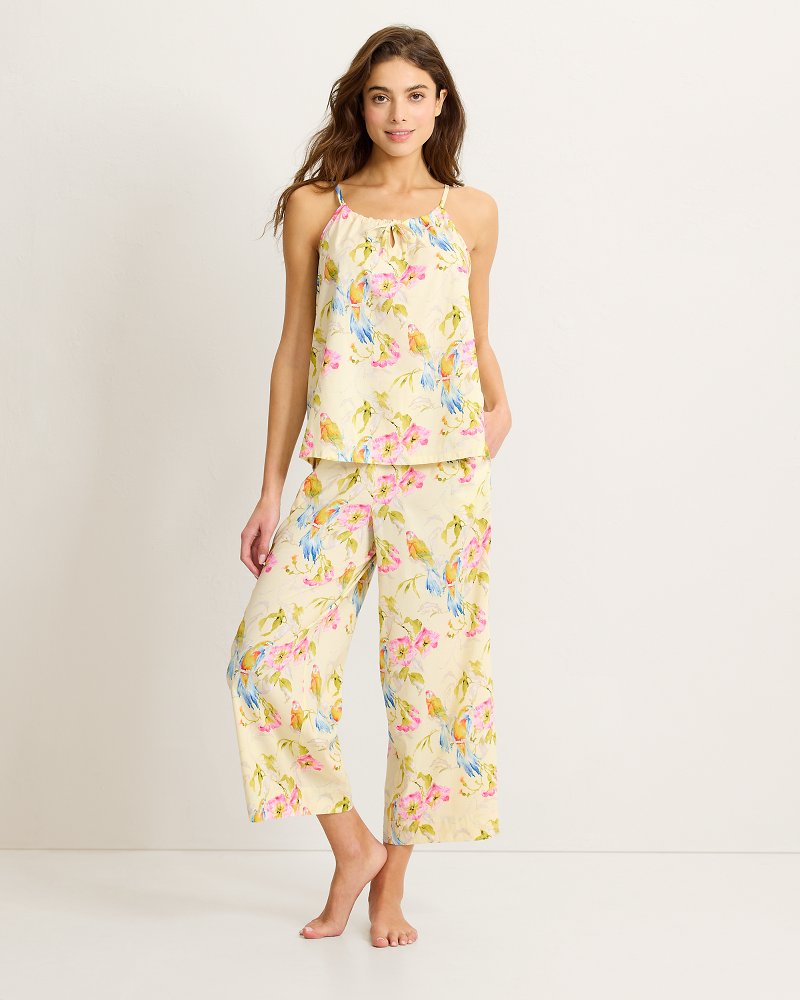 Lawn Tank Top &amp; Cropped Pants Pajama Set - Pale Yellow