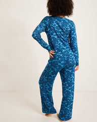 Knit Long Sleeve &amp; Pants Pajama Set - Deep Sea Teal