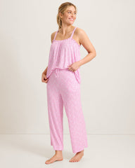 Jersey Tank Top &amp; Cropped Pants Pajama Set - Raspberry Creamsicle
