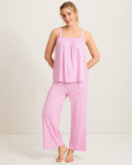 Jersey Tank Top &amp; Cropped Pants Pajama Set - Raspberry Creamsicle